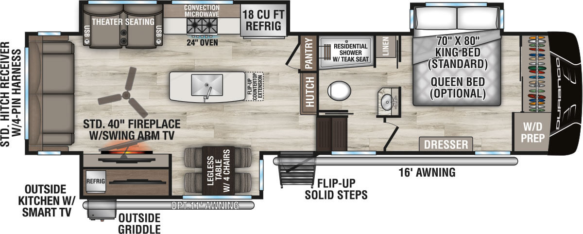2026 KZ RV Durango D302RLT Fifth Wheel Floorplan
