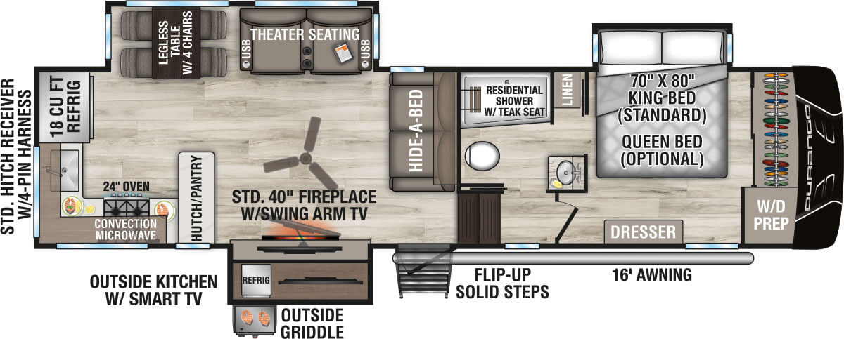 2026 KZ RV Durango D321RKT Fifth Wheel Floorplan