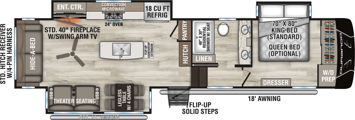 2026 KZ RV Durango D333RLT Fifth Wheel Floorplan