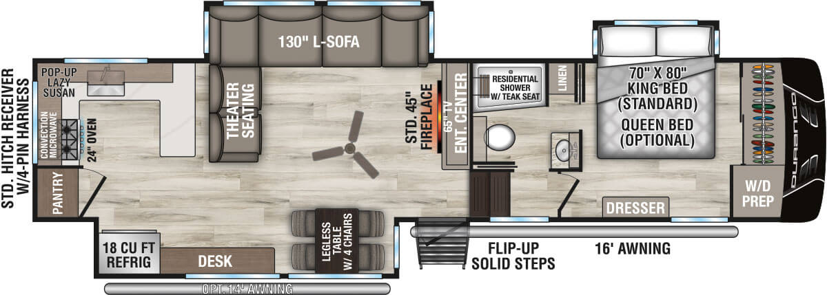 2026 KZ RV Durango D339MLT Fifth Wheel Floorplan