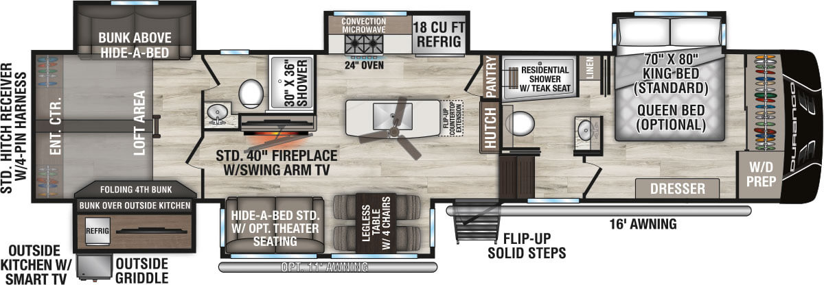 2026 KZ RV Durango D348BHF Fifth Wheel Floorplan
