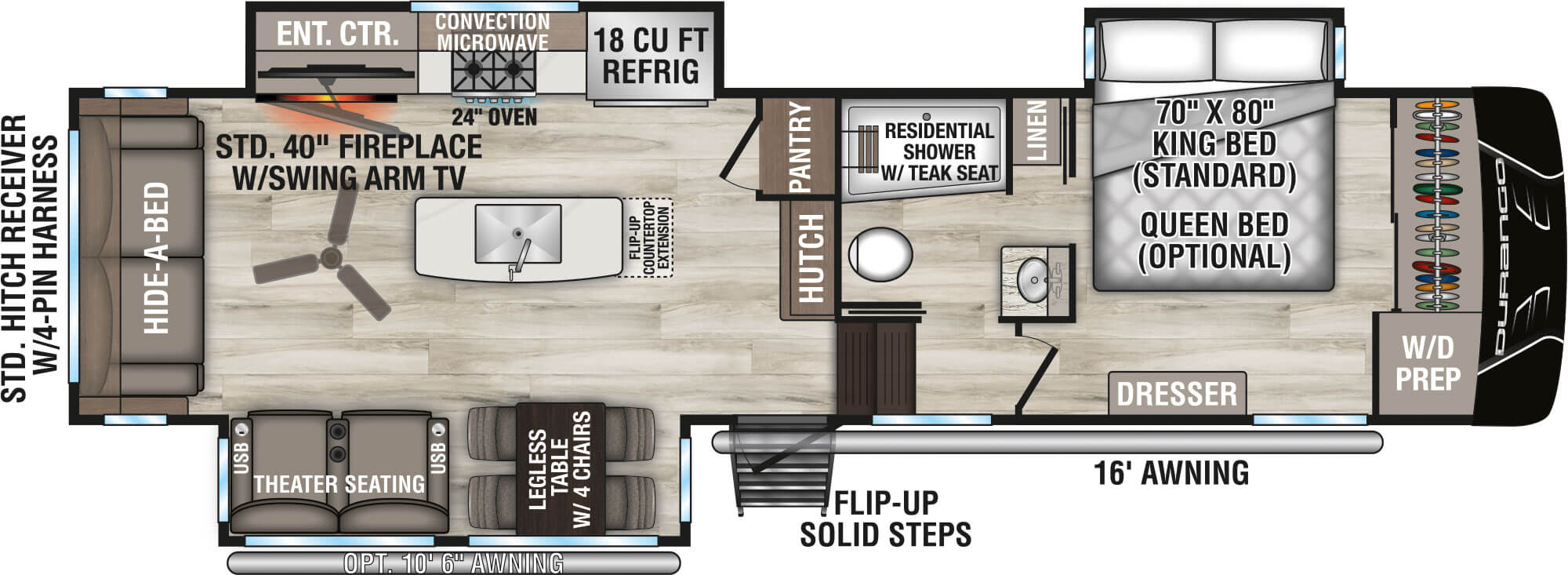 2026 KZ RV Durango D301RLT Fifth Wheel Floorplan