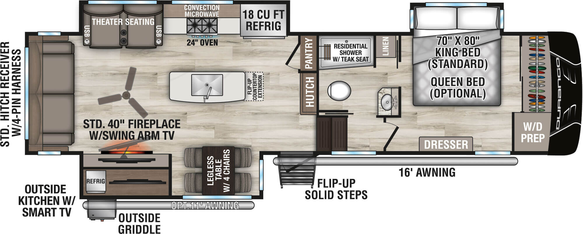 2026 KZ RV Durango D302RLT Fifth Wheel Floorplan