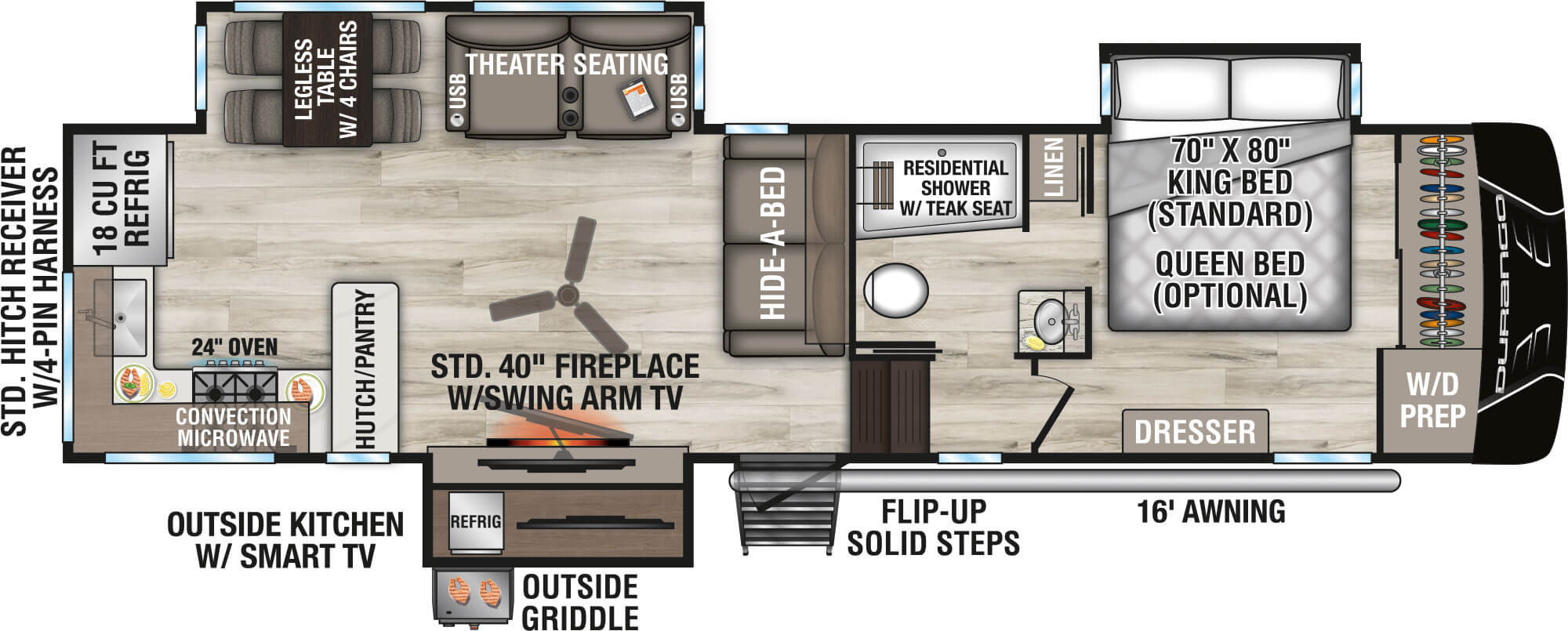 2026 KZ RV Durango D321RKT Fifth Wheel Floorplan