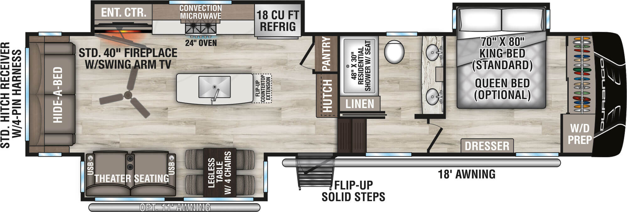 2026 KZ RV Durango D333RLT Fifth Wheel Floorplan