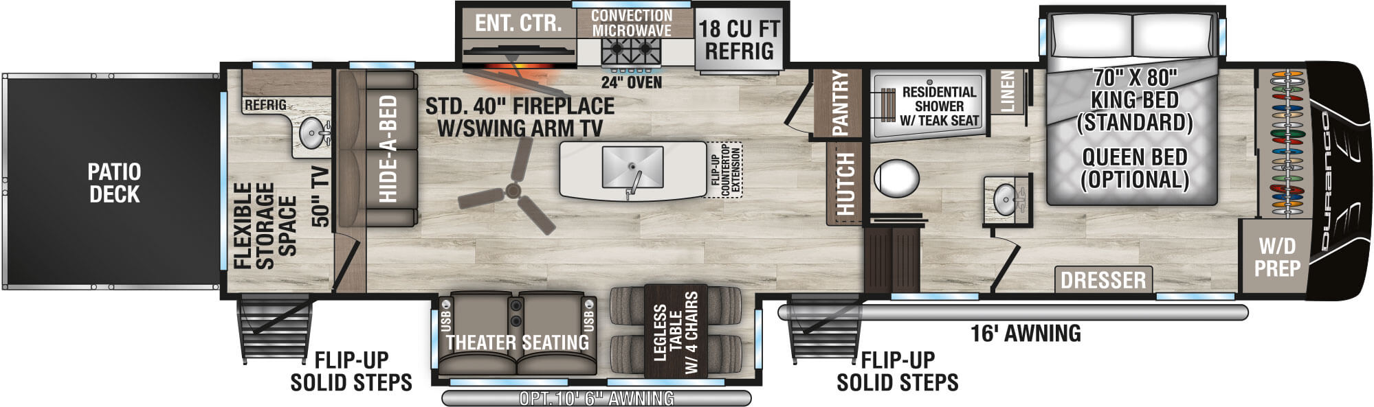 2026 KZ RV Durango D341RPT Fifth Wheel Floorplan