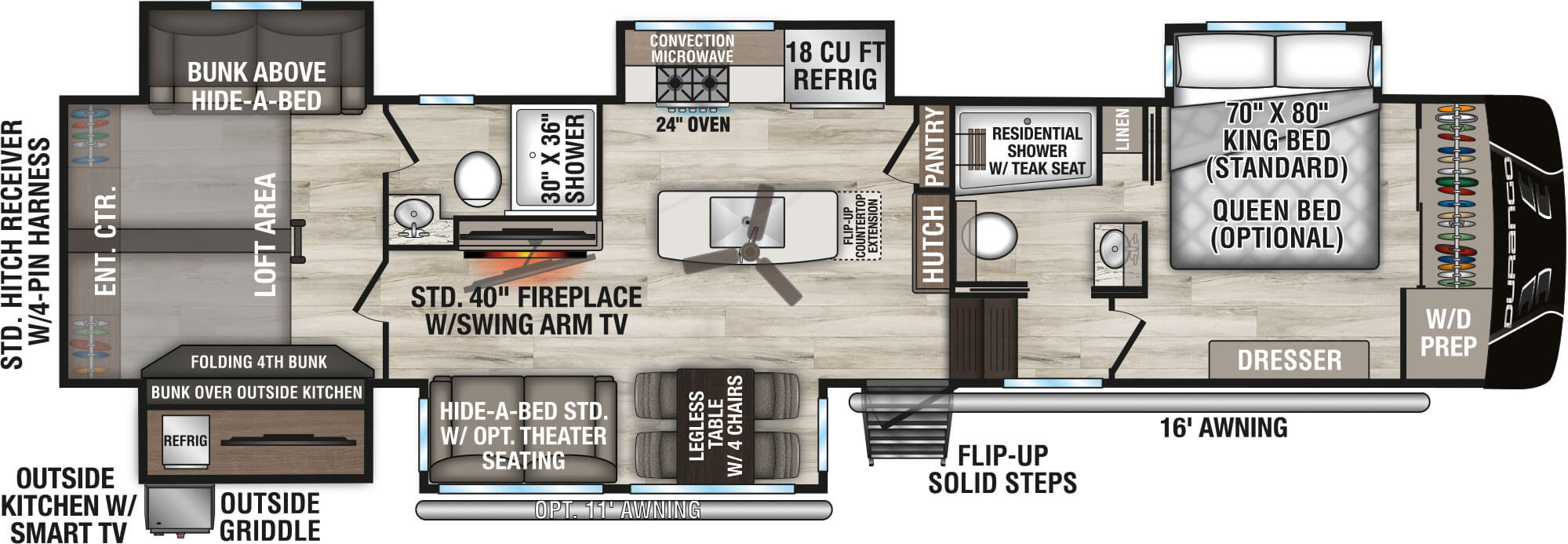 2026 KZ RV Durango D348BHF Fifth Wheel Floorplan