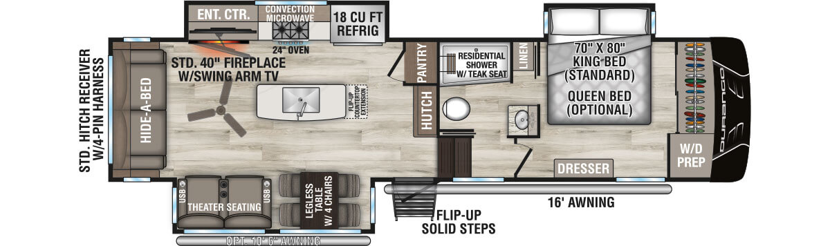 2026 KZ RV Durango D301RLT Fifth Wheel Floorplan