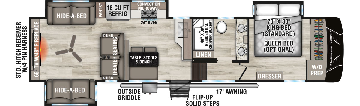 2026 KZ RV Durango D326RLT Fifth Wheel Floorplan