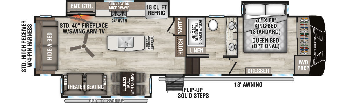 2026 KZ RV Durango D333RLT Fifth Wheel Floorplan