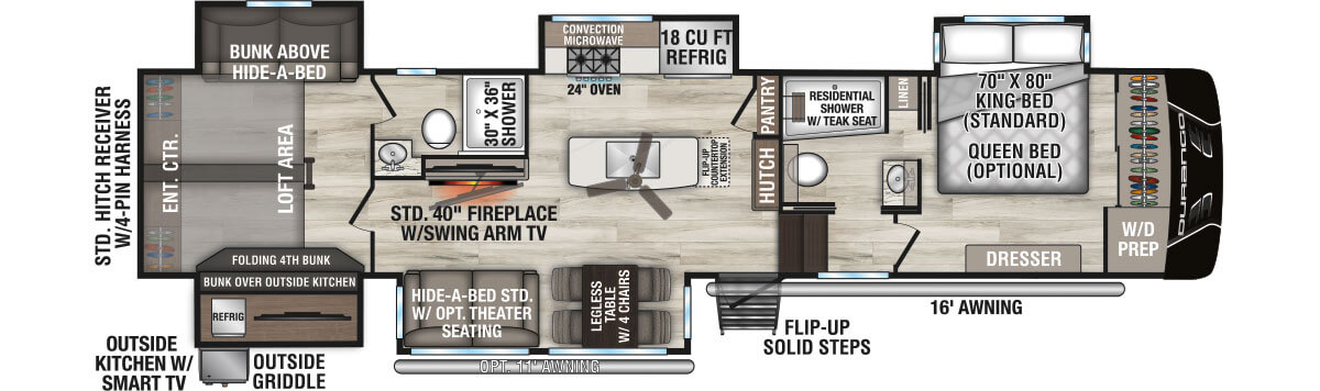 2026 KZ RV Durango D348BHF Fifth Wheel Floorplan