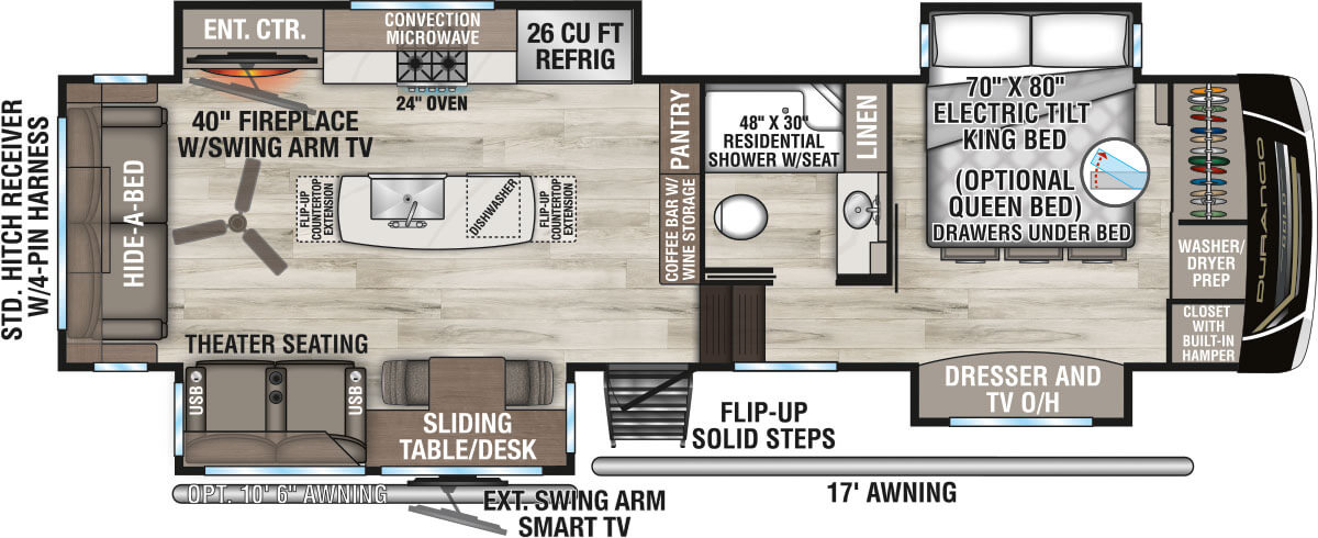 2026 KZ RV Durango Gold G310RLQ Fifth Wheel Floorplan
