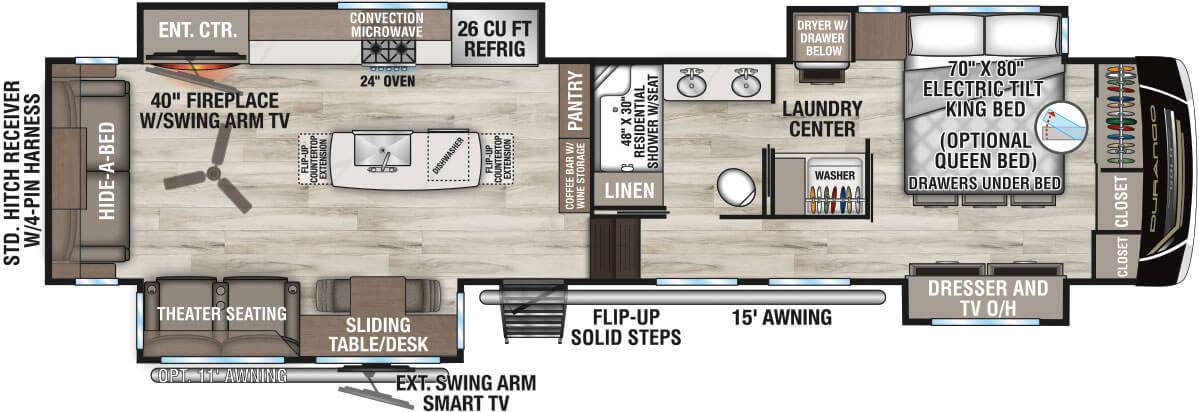2026 KZ RV Durango Gold G384MSQ Fifth Wheel Floorplan
