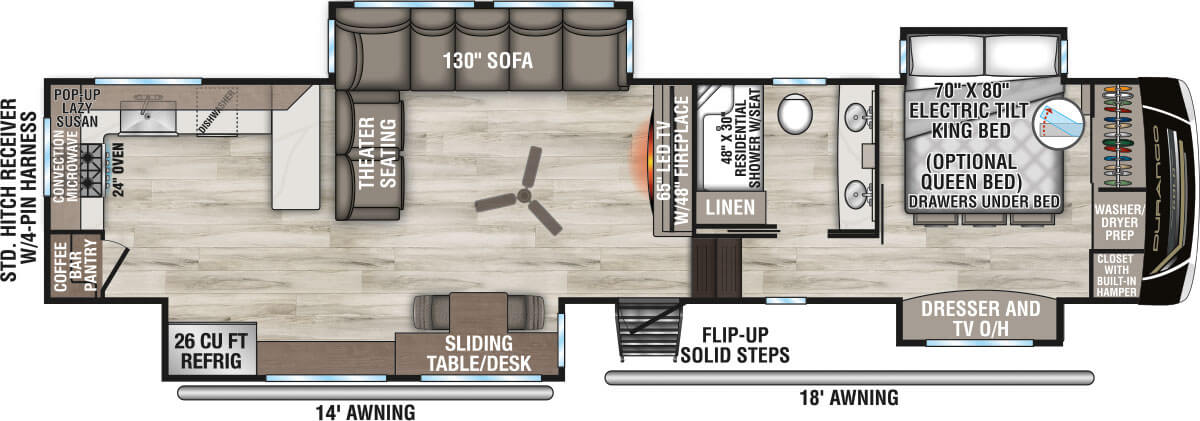 2026 KZ RV Durango Gold G390MLQ Fifth Wheel Floorplan
