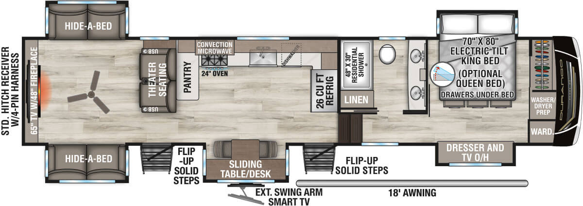 2026 KZ RV Durango Gold G393MKF Fifth Wheel Floorplan
