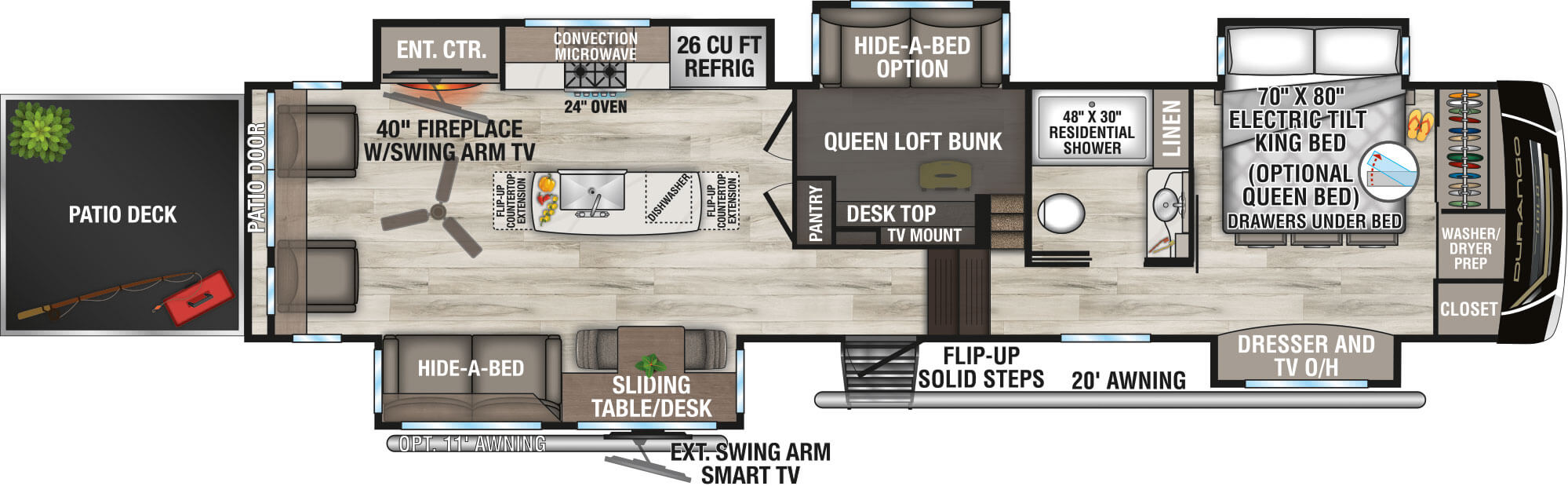 2026 KZ RV Durango Gold G382MBF Fifth Wheel Floorplan
