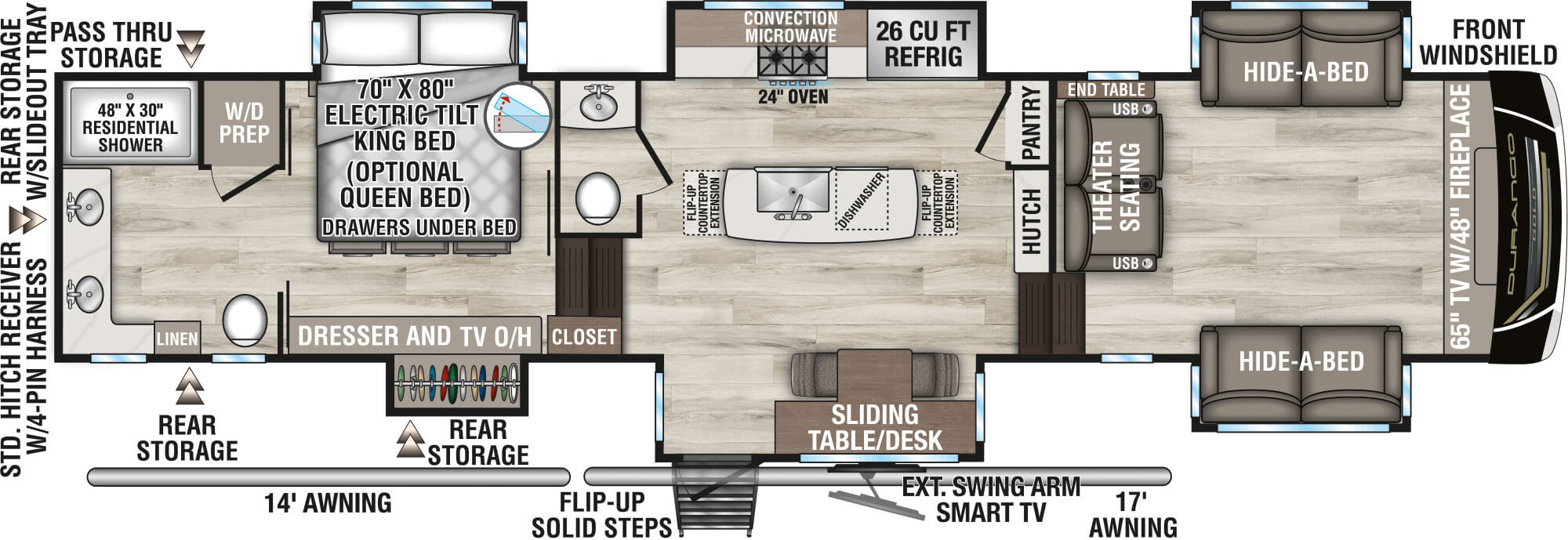 2026 KZ RV Durango Gold G388FLS Fifth Wheel Floorplan