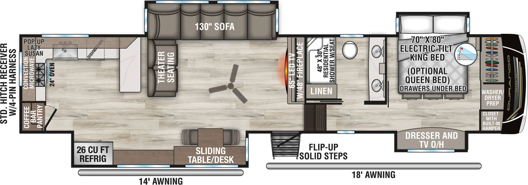 2026 KZ RV Durango Gold G390MLQ Fifth Wheel Floorplan