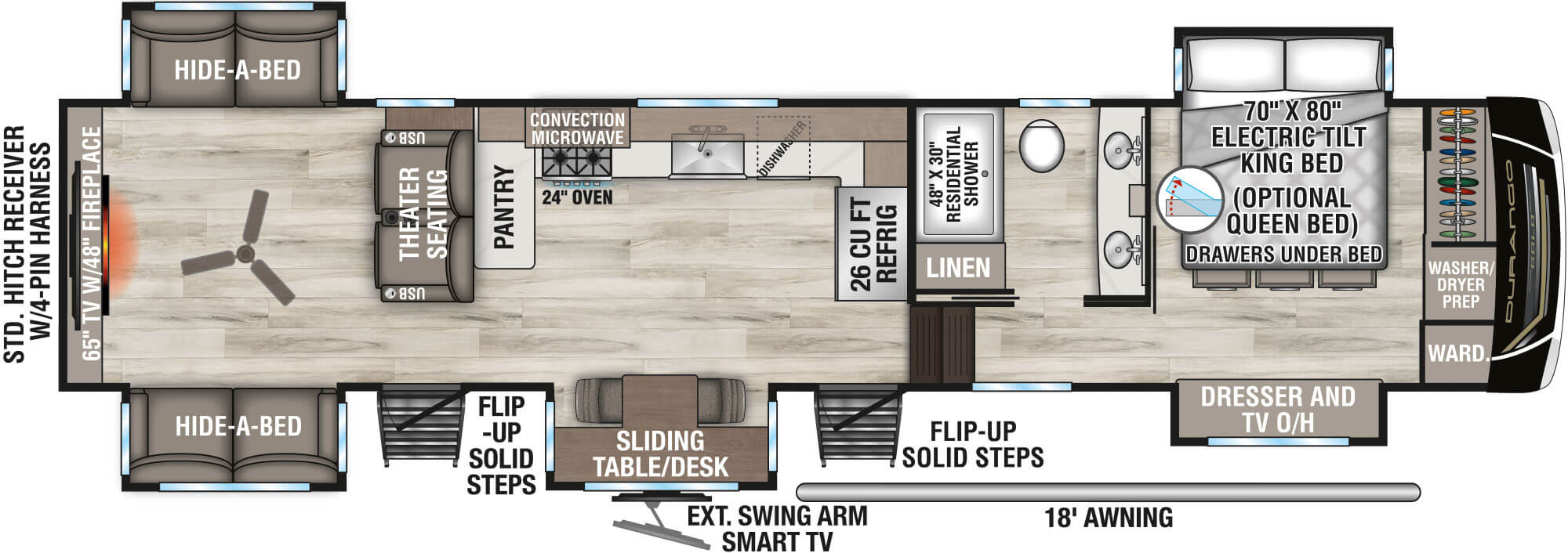 2026 KZ RV Durango Gold G393MKF Fifth Wheel Floorplan