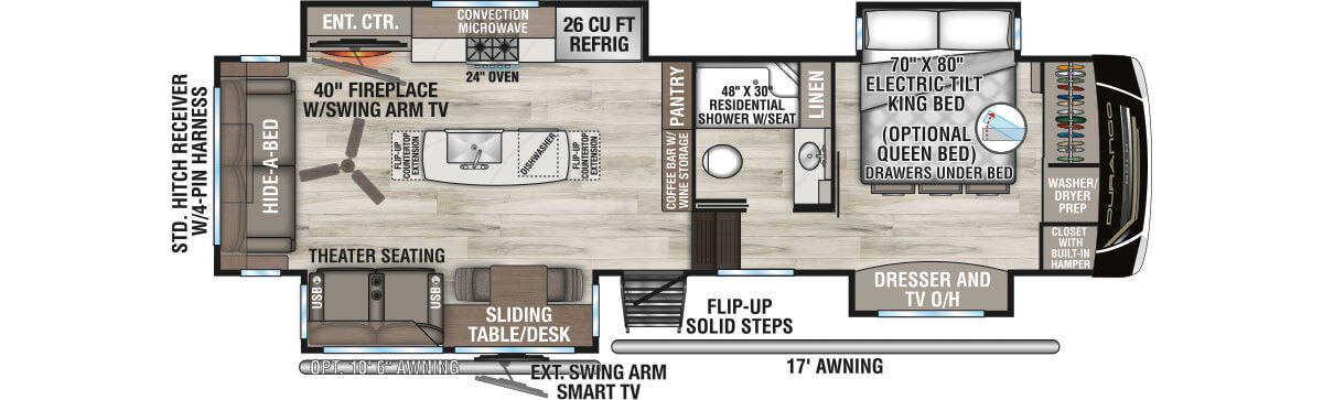 2026 KZ RV Durango Gold G310RLQ Fifth Wheel Floorplan