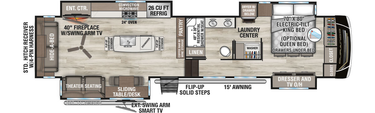 2026 KZ RV Durango Gold G384MSQ Fifth Wheel Floorplan