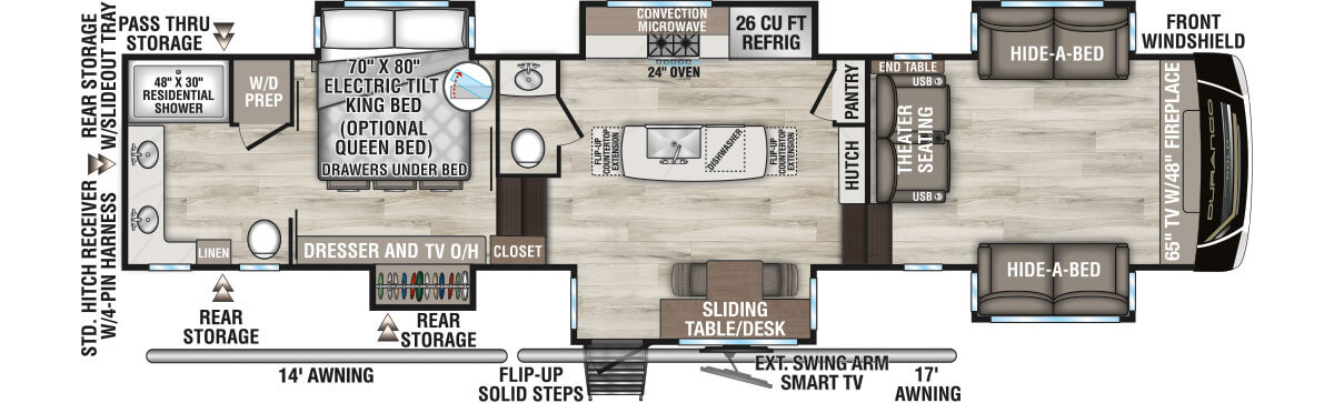 2026 KZ RV Durango Gold G388FLS Fifth Wheel Floorplan