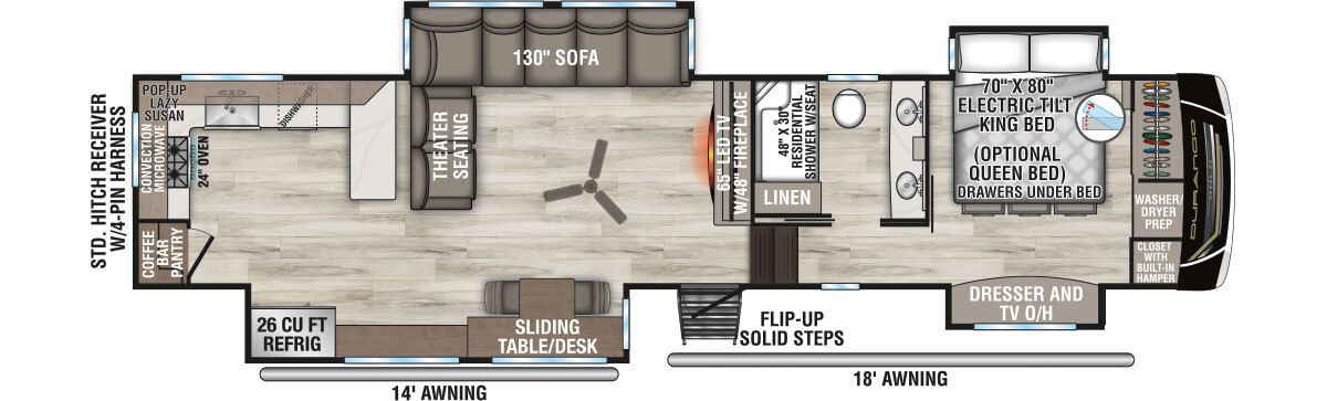 2026 KZ RV Durango Gold G390MLQ Fifth Wheel Floorplan