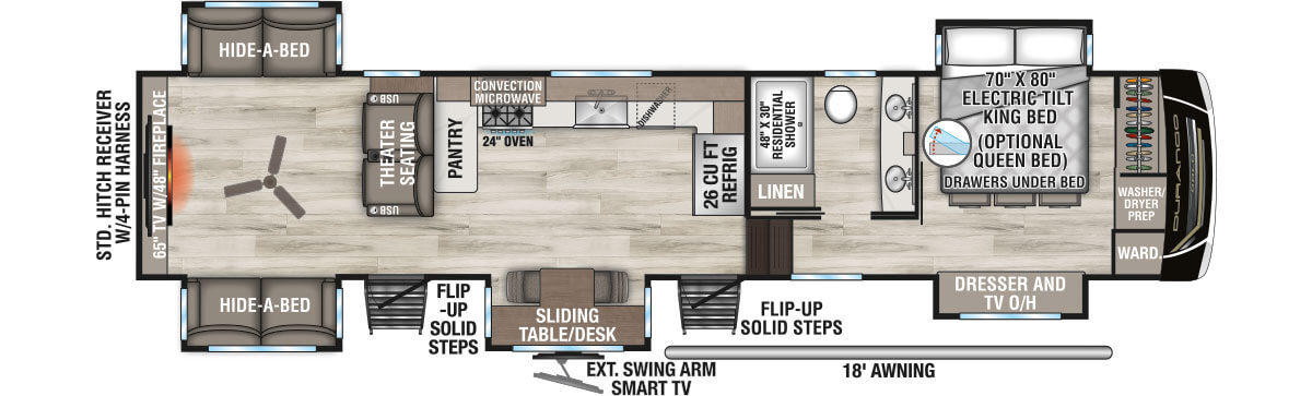 2026 KZ RV Durango Gold G393MKF Fifth Wheel Floorplan