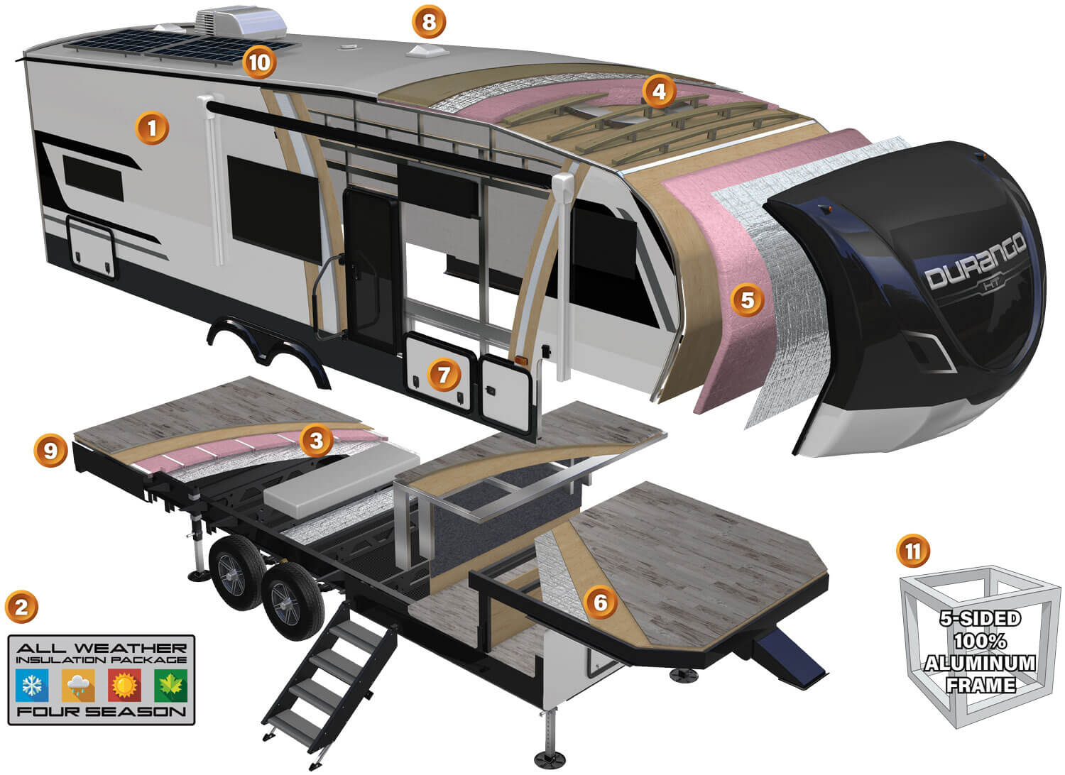 2026 KZ RV Durango HT Lightweight Luxury Fifth Wheel Cutaway