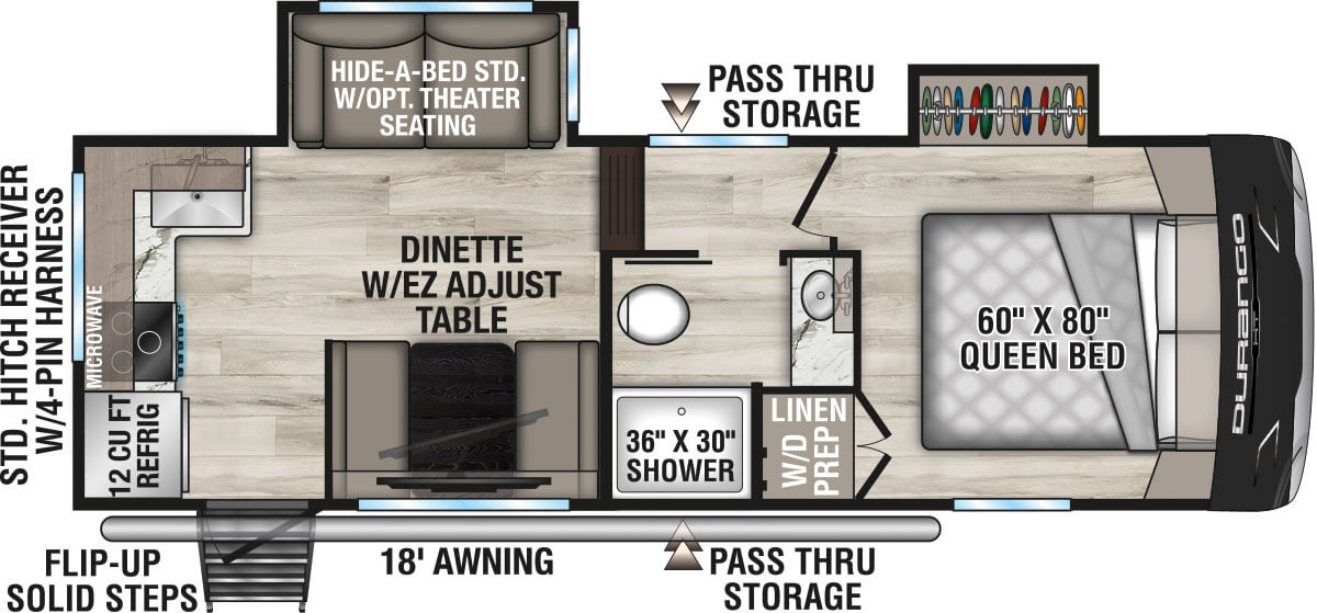 2026 KZ RV Durango HT D220RKD Fifth Wheel Floorplan