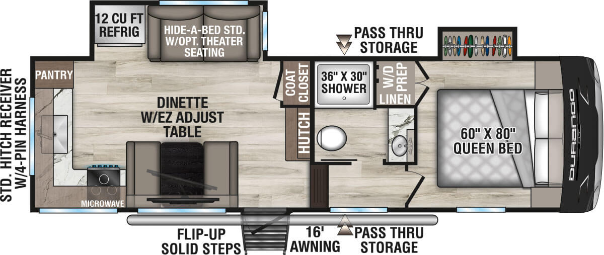 2026 KZ RV Durango HT D232MLD Fifth Wheel Floorplan