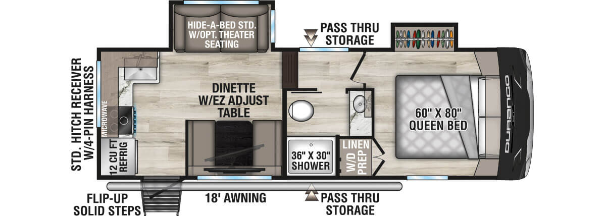 2026 KZ RV Durango HT D220RKD Fifth Wheel Floorplan