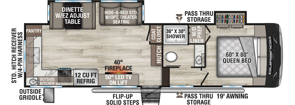2026 KZ RV Durango HT D240RKD Fifth Wheel Floorplan
