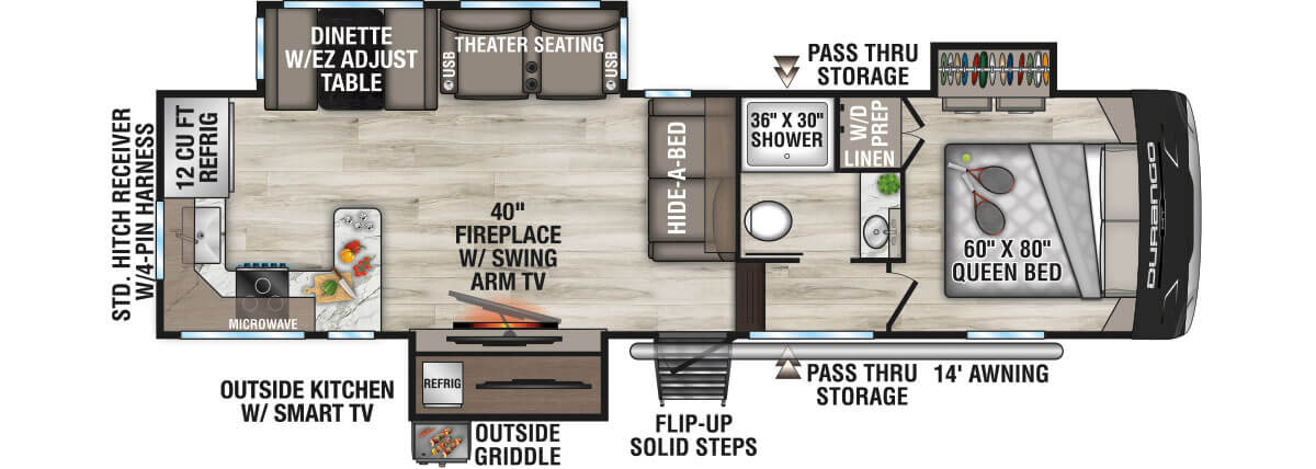 2026 KZ RV Durango HT D256RKT Fifth Wheel Floorplan