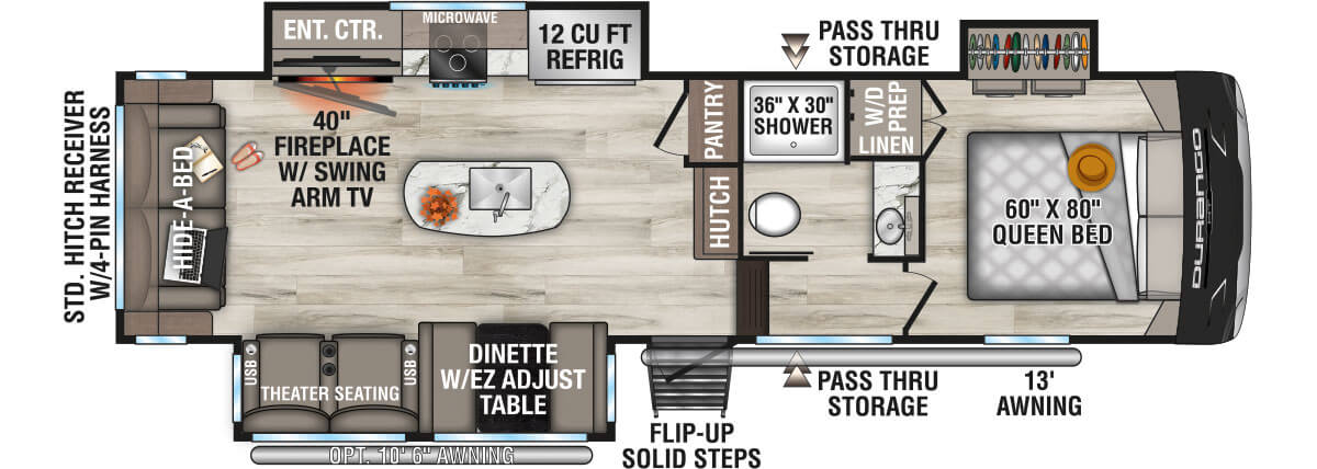 2026 KZ RV Durango HT D283RLT Fifth Wheel Floorplan