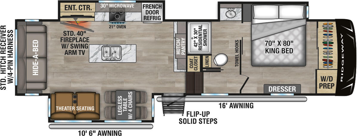 2026 KZ RV Ridgeway 31RL Fifth Wheel Floorplan