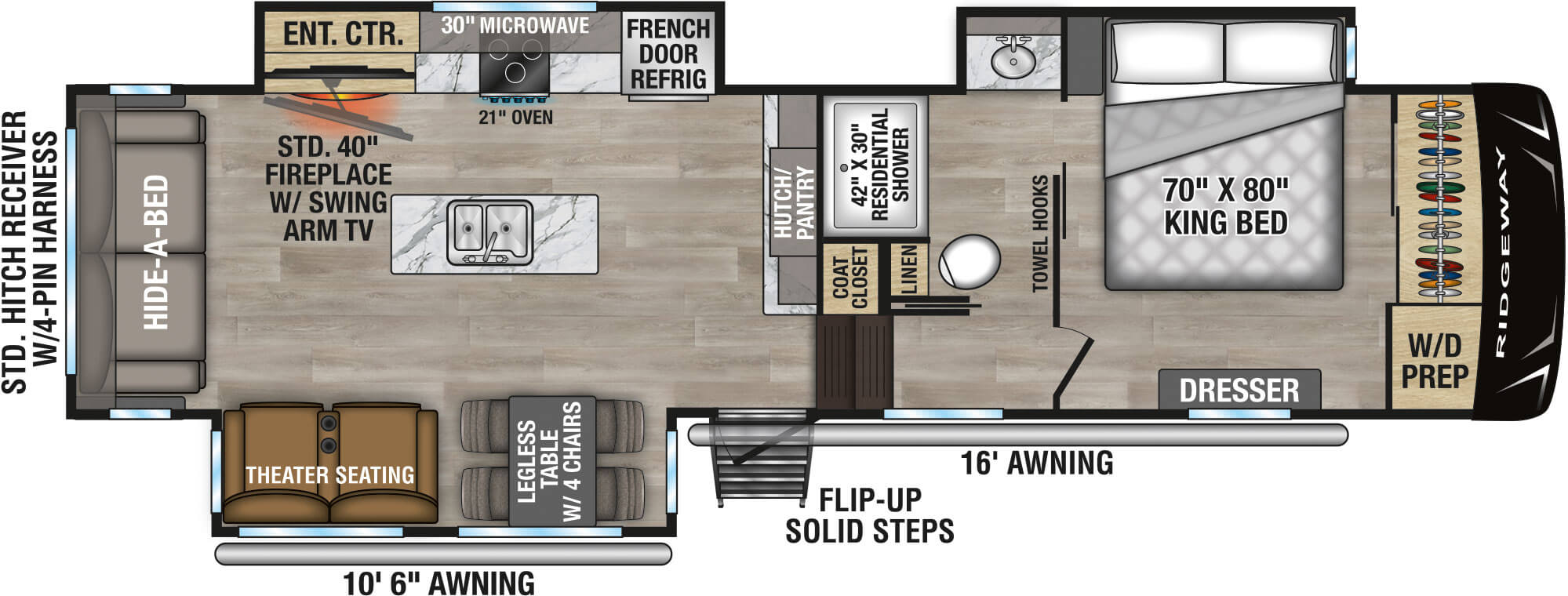 2026 KZ RV Ridgeway 31RL Fifth Wheel Floorplan