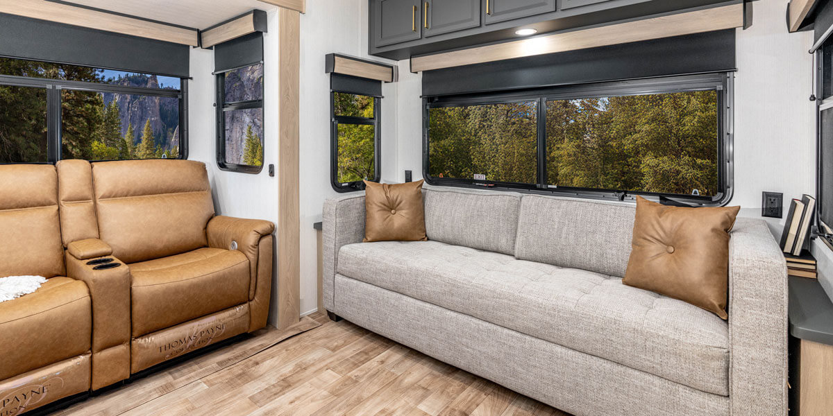 2026 KZ RV Ridgeway 31RL Fifth Wheel Rear Living Sofa