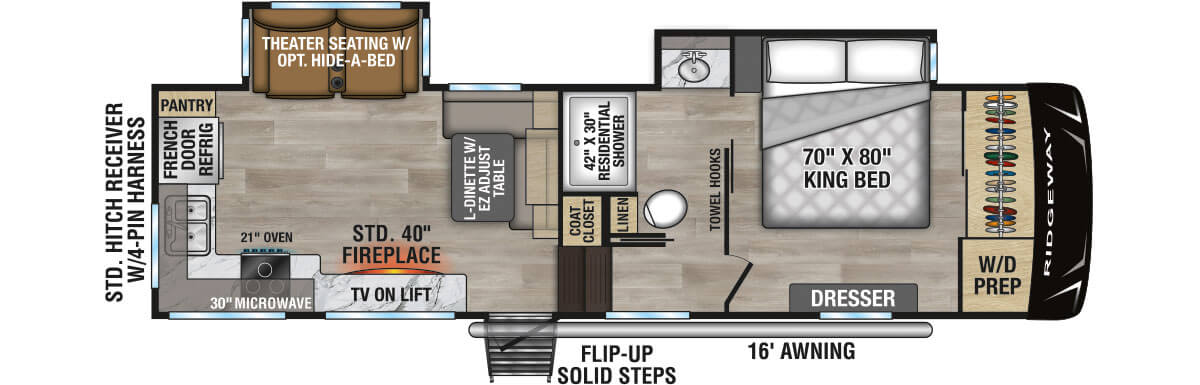 2026 KZ RV Ridgeway 27RK Fifth Wheel Floorplan