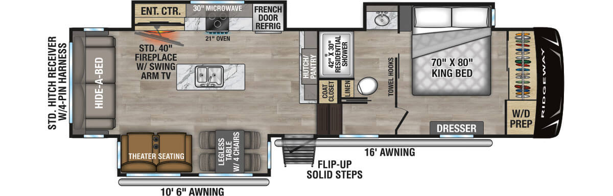2026 KZ RV Ridgeway 31RL Fifth Wheel Floorplan