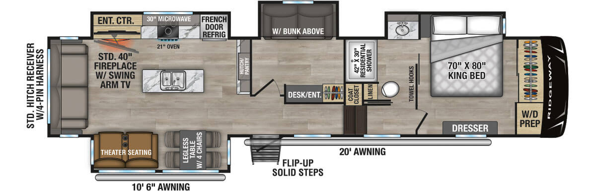 2026 KZ RV Ridgeway 36MB Fifth Wheel Floorplan