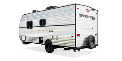 2025 KZ RV Sportsmen Classic 170MB Travel Trailer Exterior Rear 3-4 Off Door Side
