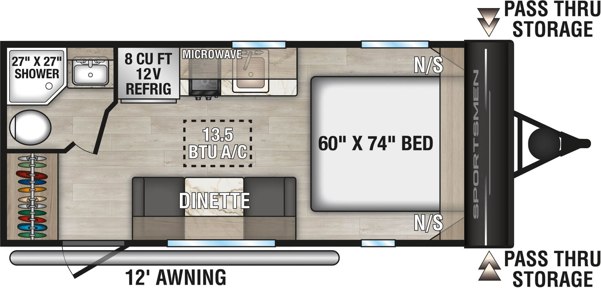 2026 KZ RV Sportsmen Classic 160QB Travel Trailer Floorplan