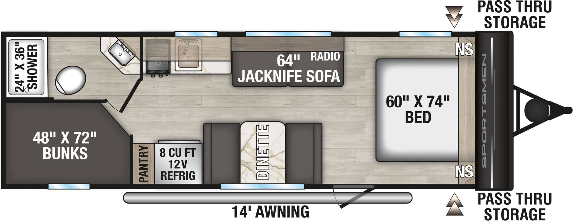 2026 KZ RV Sportsmen Classic 240BH Travel Trailer Floorplan