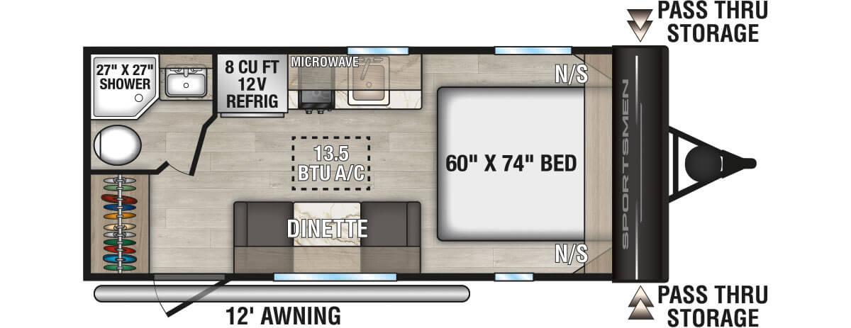 2026 KZ RV Sportsmen Classic 160QB Travel Trailer Floorplan