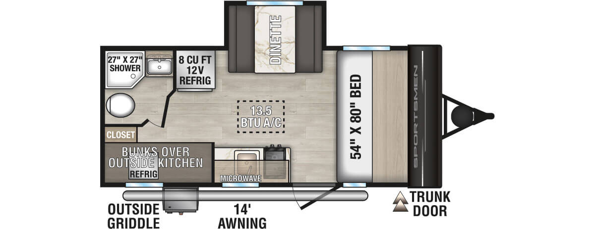 2026 KZ RV Sportsmen Classic 191BHK Travel Trailer Floorplan