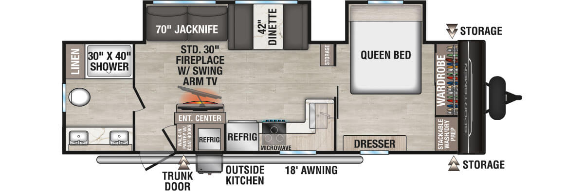 2026 KZ RV Sportsmen SE 292RBKSE Travel Trailer Floorplan