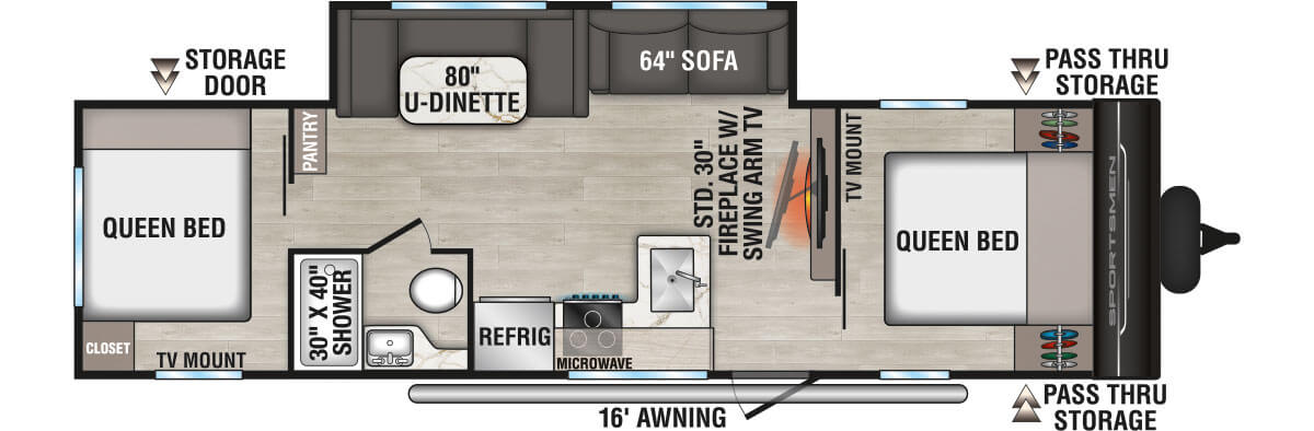 2026 KZ RV Sportsmen SE 301DBSE Travel Trailer Floorplan