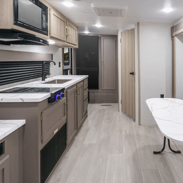 2025 KZ RV Sportsmen Select 221RKSL Travel Trailer Flush Mounted LED Ceiling Lights