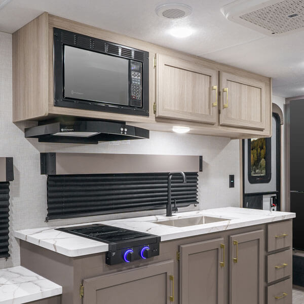 2025 KZ RV Sportsmen Select 221RKSL Travel Trailer Kitchen 2 Burner Flush Mounted Cooktop